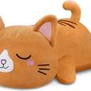 TOYSYM Weighted Stuffed Animals Cat, Orange Cat Plush with Weighted Beads, Cute Cat Plushie Pillow Gifts for Adults Kids Boys Girls 9.8inch (Small)