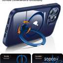 360 Rotatable Magnetic Stand for iPhone 14 pro Case Compatible with Mag-Safe 16FT Military Drop Protection, Anti-Scratch/Fingerprint Shockproof iPhone 14 pro Phone Case(Clear-Blue)