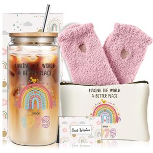 DHQH 50th Birthday Gifts for Her, Funny Turning 50 Year Old Gift Set with 16 oz Glass Cup, Happy 50th Birthday Gifts Ideas for Mom Wife Daughter Sister Aunt Coworker