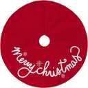 36 Inch Christmas Tree Skirt Red Thick Merry Christmas Skirts for Xmas Trees Rustic Winter Holiday Tree Mat Decoration for Farmhouse Xmas Holiday Home Party Indoor Outdoor Decor (36 Inch)