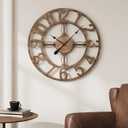 Cuspin 20 Inch Wall Clock, Large Modern Decorative Wall Clocks for Living Room Decor, Metal Round Clock Battery-Operated Silent Non Ticking Retro Design Arabic Numerals, Bronze