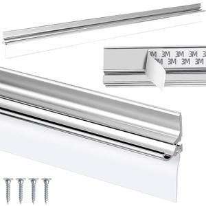 25" Chrome Framed Shower Door Replacement Drip Rail with Vinyl Sweep Door Water Deflector, Applied Mounting Tape and Screws (25Inch)