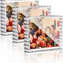 HELPLEX Acrylic Picture Frames 8x10, 3 Pack Clear Magnetic Lucite Frames, 20% Thicker 12+12mm Double-Sided Display, Freestanding Scalloped Design for Desktop