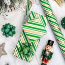 2 x MAYPLUSS Christmas Diagonal Stripe Gift Wrapping Paper - 17 Inch X 33 Feet - Classic Green and Luxury Gold Foil Crafty Stripe Gift Wrap for Holiday Wedding, Birthday Party Showers and Scrapbooking