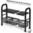 Under Sink Organizers and Storage, 2 Tier 20.9"-34.6" Expandable Length with 3 Removable Baskets and 3 Removable Panels Expandable Shelf for Cupboard,Kitchen,Bathroom, Black