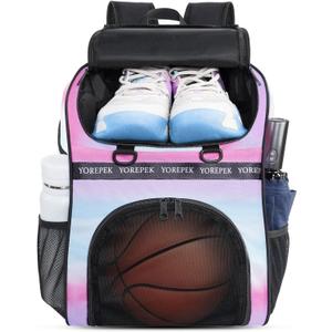 YOREPEK Basketball Bag, Large Basketball Backpack with Shoe Compartment and Ball Holder for daughter son, Water Resistant for Sport Training Equipment Fits Volleyball Gym Pink