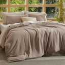 Bedsure Muslin Duvet Cover King Size - Cotton Blend Viscose Derived from Bamboo, Cooling Duvet Cover for Hot Sleepers, PureWoven Ultra-Soft & Breathable Bedding Set for All Seasons (Khaki, 104"x90")