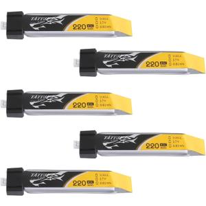Tattu 5 Pcs 3.7V 220mAh 45C 1S LiPo Battery Pack with Ultra Micro for Blade Inductrix Tiny Whoop FPV Nano QX Nano CPX Nano CPS in The E-flite Micro Planes(5 Pcs)