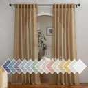 NICETOWN Semi Sheer Linen Curtains Flax Texture 84 inch Length, Rod Pocket & Back Tab Linen Blend Window Drapes Privacy with Light Filtering for Bedroom/Laundry, Camel, W52 x L84, 2 Panels (52"W x 84"L (Pack of 2))