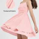 EXARUS Girls Holiday Dress Teen Ruched Ruffled Flowy Spaghetti Strap Dance Prom Formal Party Tween Cute Dresses 8-14Y (Pink)