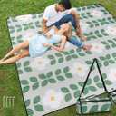Picnic Blankets Extra Large - Beach Blanket Waterproof Sandproof with Shoulder Strap, Machine Washable, Outdoor Blanket with Stakes for Grass Concert, Park, Lawn,Travel,Spring Summer.Green