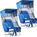 Nice C 5 Position Reclining Backpack Beach Chair with Canopy (Blue, 2 Pack)