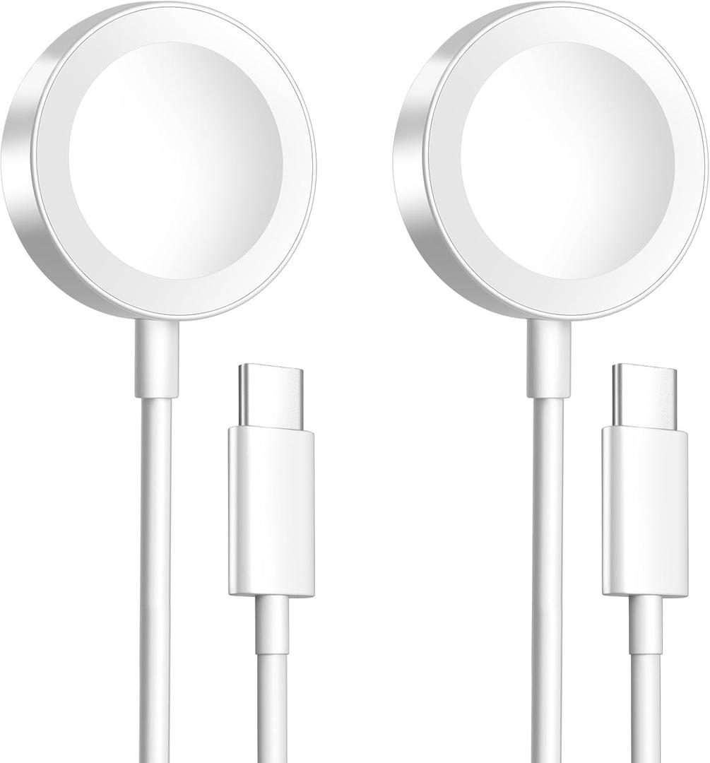 xiwxi Magnetic Charging Cable for Apple Watch Charger,[2Pack USB C+USB C] Wireless iWatch Charger Cables Compatible with iWatch Series Ultra/10/9/8/7/6/SE/SE2/5/4/3/2[3.3FT/1M],Black[3.3FT/1M],White