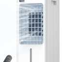 Portable Air Conditioner, Evaporative Air Cooler Windowless with Remote, 3 Speeds, 12H Timer, Oscillating Swamp Cooler for Bedroom, Living Room, White