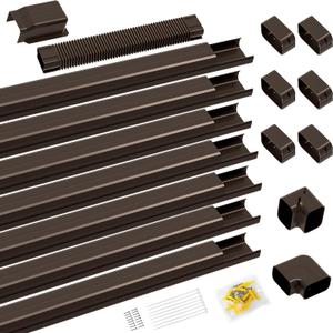 Mxclimate 4in 25ft PVC Line Set Cover Kit for Mini Split and Central Air Conditioners,AC Heat Pump Systems,Decorative Tubing Pipe Covers. Brown