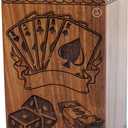 Vintage Casino Playing Card with Rolling Dice Wooden Urns box for Human Ashes Male female adult Burial Funeral Urn Box ((Medium [9.5X5.5] 180 Cubic INCHES))