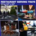 3 Pcs Large Restaurant Serving Trays 24" x 29" Oval Plastic Food Serving Tray Non Slip Rubber Lined Black Serving Tray for Cafeteria (3)