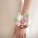 Ling's moment 2pcs Prom Wrist Corsage Artificial Flowers, Girl/Mother Corsages Wristlet Décor for Homecoming/Wedding/Anniversary, etc. Dusty Rose