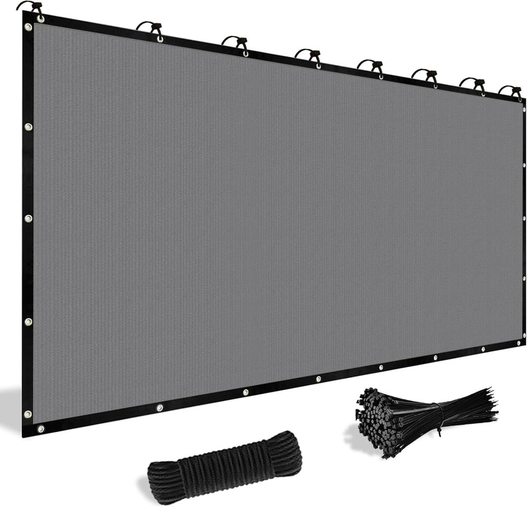 Shade&Beyond Customized Size 8' X 10' Shade Cloth with Grommets, 90% UV Protection UV Protection Mesh Tarp Sun Screens for Patio GN08, Light Gray