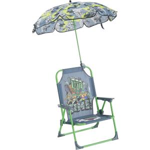Teenage Mutant Ninja Turtles Kids Outdoor Folding Beach Chair with Umbrella,Portable Camp Chair for Ages 3+, Lightweight & Compact for Beach, Camping, and Backyard