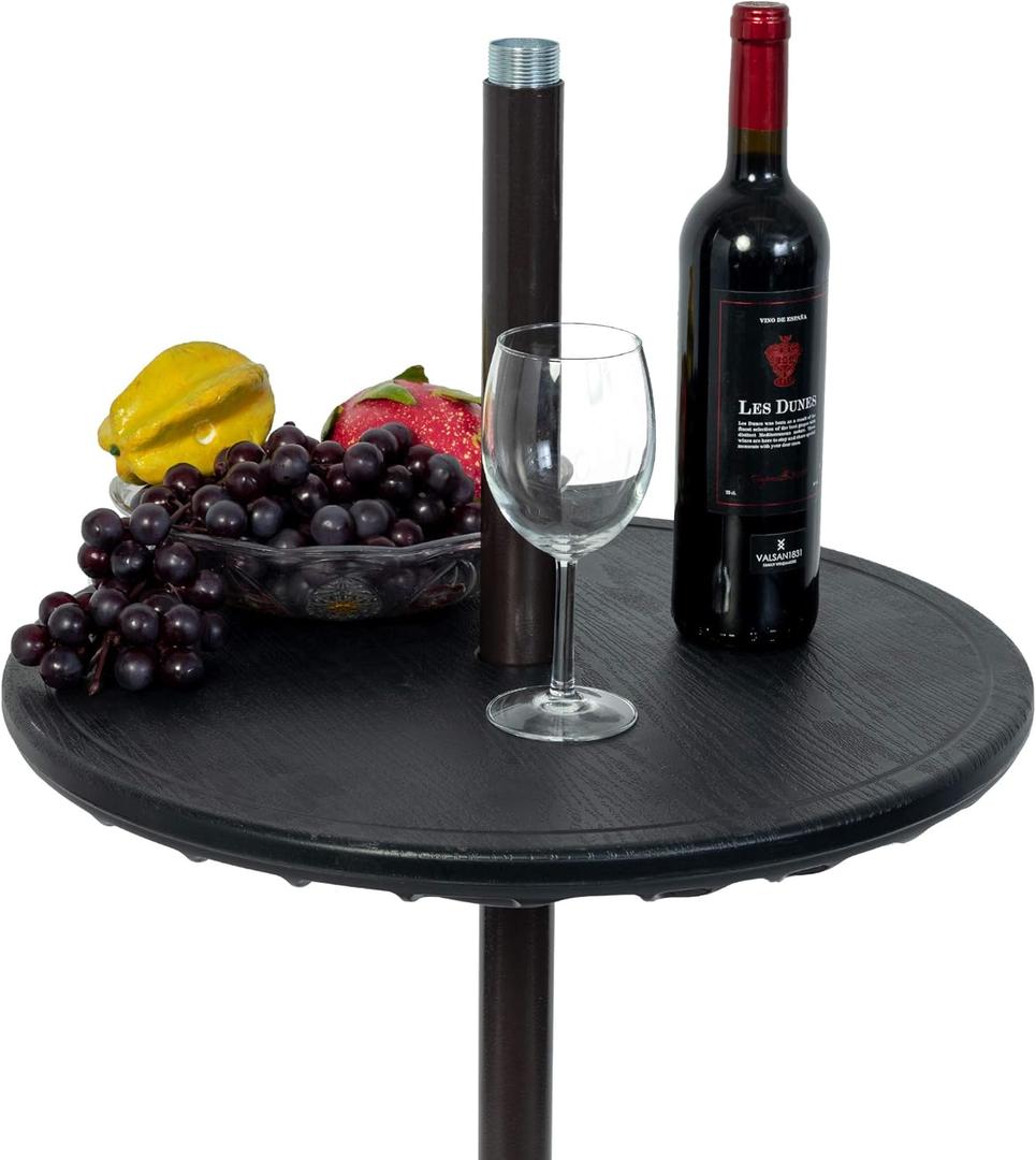 Sundale Outdoor Adjustable Umbrella Table, Portable Round Table Tray with Umbrella Hole, for Beach Patio Garden Poolside 20in Dia (Black 20in Dia)