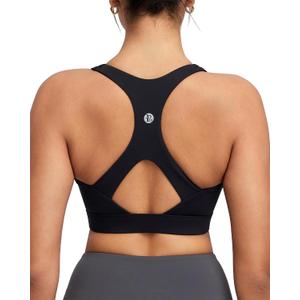 RUNNING GIRL Sports Bras for Women High Support,Molded Cup Racerback Sports Bra with Sewn in Pads Workout Running Bra(WX3176Black,S) (Black, S)