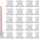 Glasseam Glass Tapered Candlestick Holders: 20Pcs Clear Taper Candle Holders Bulk Modern Small Candle Stick Candle Holder Short for Table Centerpiece Wedding Christmas Dinner Party Decor
