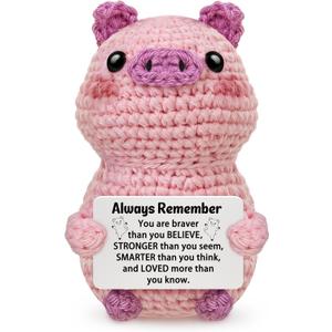 Mini Positive Crochet Pig Gifts for Women Handmade Crochet Animals