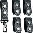 Duty Belt Keeper with Double Snaps(Set of 4) +1 Keeper with Strong Metal Key Clip(1 Pack)