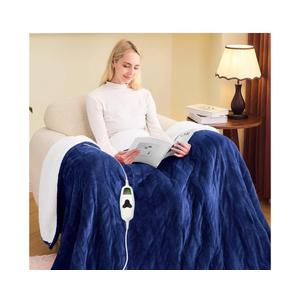 greenoak Heated Blanket Electric Twin 62"X84", Heating Blanket with 10 Heat Levels 1/2/4/6/8 Hours Auto-Off, Soft Flannel Sherpa Warm Heater Christmas Blanket, Sea Blue