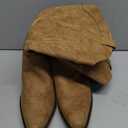 IUV Cowboy Boots For Women Western Cowgirl Boots with Chunky Heel Mid Calf Snip Toe Ideal for low insteps (7.5, Camel)