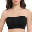 Lemorosy Women's Invisible Seamless Non-Padded Underwire Bandeau Multiway T-Shirt Bra (Black, XXXL)