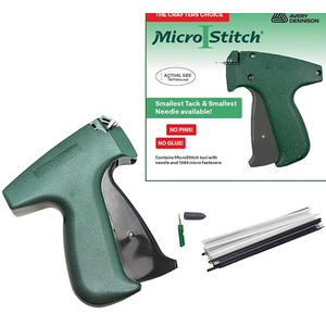 MicroStitch® All‑in‑One Tagging Gun Kit – Ultra‑Fine Needle Tagger with Black/White & Color Fasteners – Fabric‑Safe for Clothing Repairs, Quilting, Crafts, and DIY Projects (Black & White)