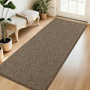 Dirt Trapper Door Mat 32" x 72", Non-Slip Washable Doormats Entrance Mat, Dirt Resistant and Absorbent Welcome Mat, Low Profile Floor Mats for Front Back Door and Entryway, Brown