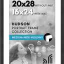 Americanflat 20x28 Picture Frame with Polished Plexiglass - Use as 16x24 Frame with Mat or Display 20x28 Photo Without Mat - Hudson Collection - Wide Picture Frames for Wall Display - Black
