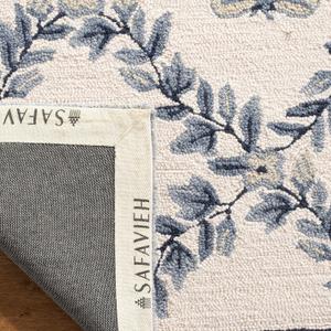 SAFAVIEH Chelsea Wool Accent Rug 1'8"x2'6", Farmhouse Ivory & Blue HK55D