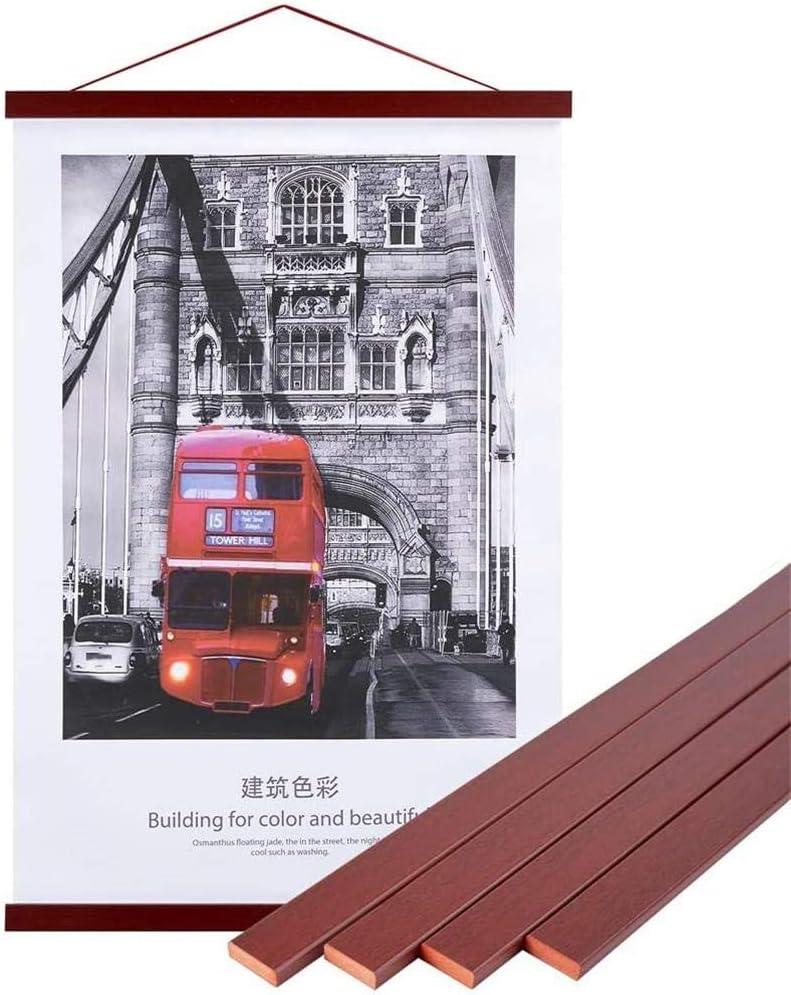 Magnetic Poster Hanger, 18x24 18x12 18x24 Poster Frame Wood Wooden Magnet Print Posters Dowel Scroll Hanger Hangers Hanging Kit for Walls Map Canvas Artwork (Mahogany, 18")