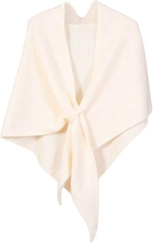 Winter Warm Shawl Wraps for Women Knitted Striped Knotted Cardigan Cape Soft Triangle Scarf Wrap Travel Elegant Tops Poncho (Beige)