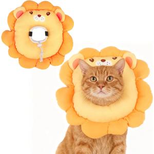 EXPAWLORER Cat Cone Collar Soft, Cat Recovery E Collar After Surgery to Stop Licking, Adjustable Waterproof Neck Elizabethan Pet Kitten Puppy Donut Pillow for Cats Wound Healing, Lion