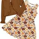 Girl Dress Size 7 8 Girls Sleeveless Floral Dress for Kids Long Sleeve Cardigan Brown Sundress Kids Winter Fall Clothes Outfits Playwear