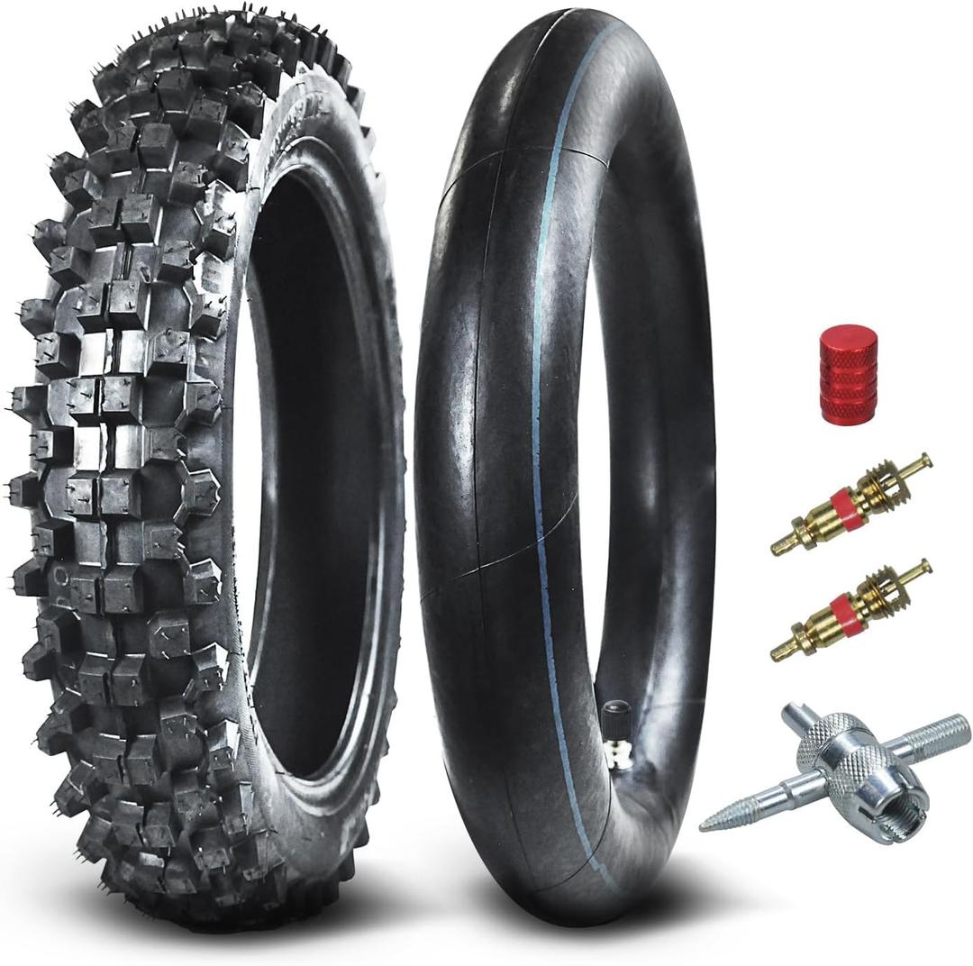 HOLATO Rear 90/100-14 3.00-14 Tire and Inner Tube for 110cc 125cc KLX125 KLX140 KX85 TTR125 YZ80 YZ85 CT90 RM80 DRZ125 TaoTao DB17 Apollo RFZX18 Coolster Dirt Pit Bike Off Road Motocross Heavy Duty