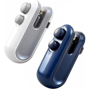 2Pcs Mini Bag Sealer with Cutter and Magnet,Rechargeable Mini Bag Sealer and Cutter,Household Hand Pressure Portable Snack Plastic Heat Sealing Machine for Snacks,Food Freshness Storage (White & Blue)