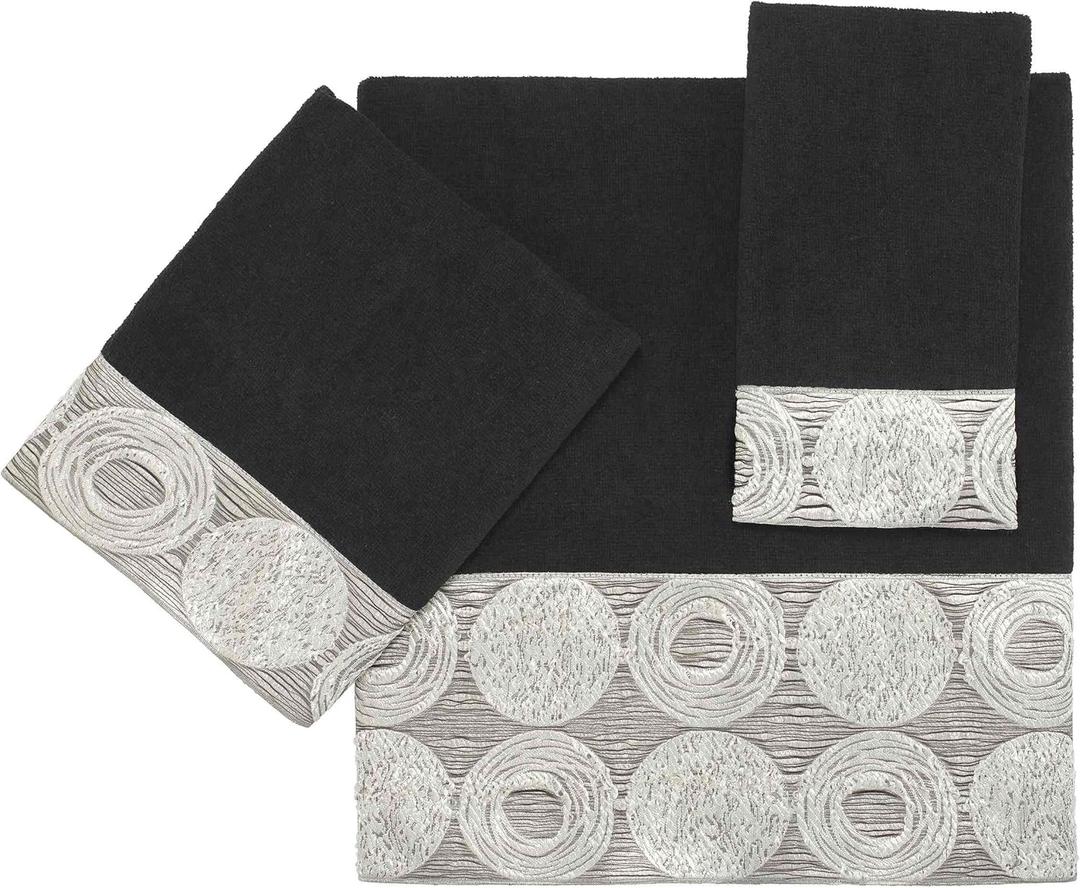 Avanti Linens - 3pc Towel Set, Soft & Absorbent Cotton Towels (Galaxy Collection, Black)