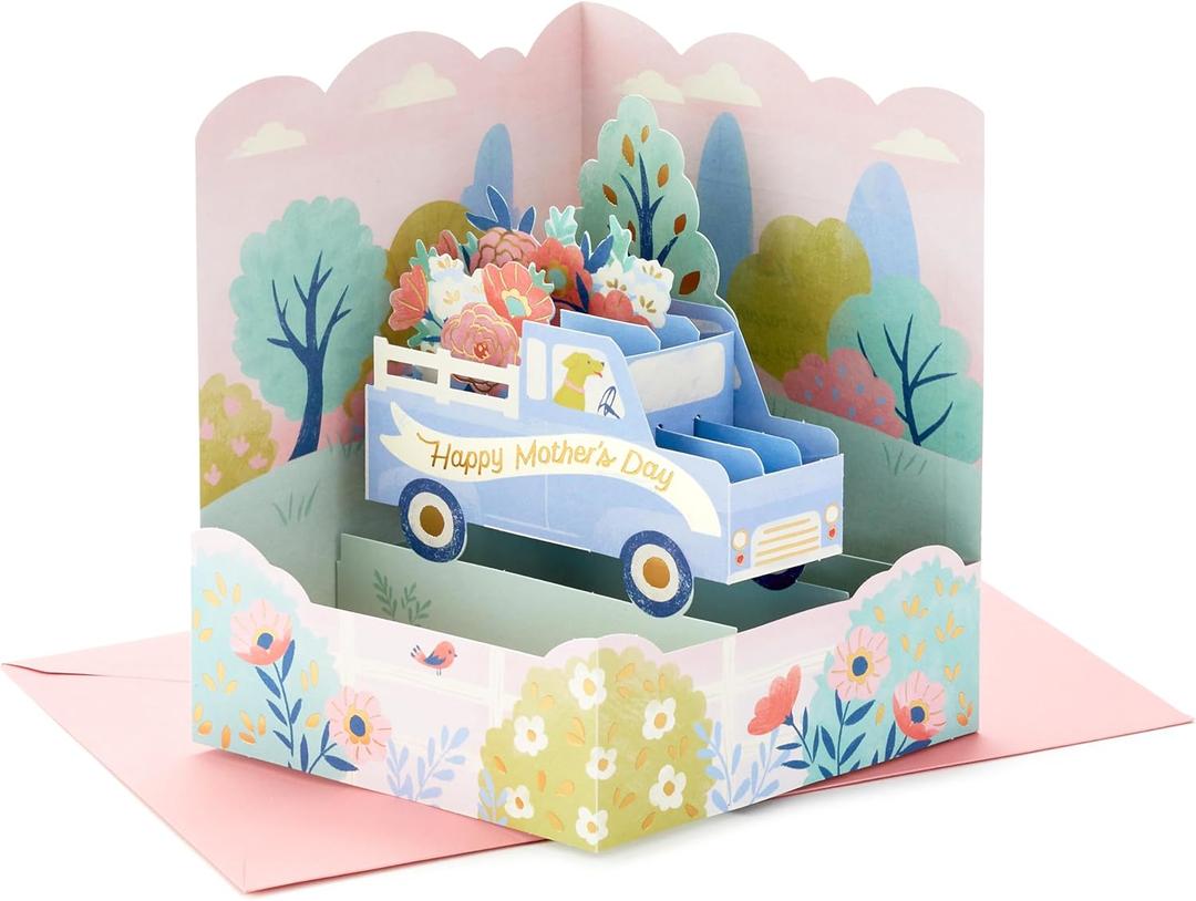 5 x Hallmark Paper Wonder Mother's Day Pop Up Card (Truckload of Flowers)