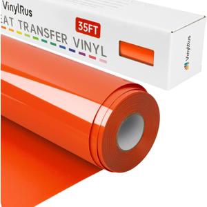 VinylRus Heat Transfer Vinyl-12” x 35FT Red Orange Iron on Vinyl Roll for Shirts, HTV Vinyl for Silhouette Cameo, Easy to Cut & Weed