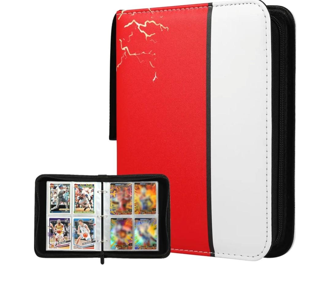 Card Binder 4 Pockets Zip Trading Card Binder for 400 Cards, PU Collection Binder with Removable Sleeves for 50 Pages, Portable Collector Album, Card Book for Game Card, Sports Cards, Gifts