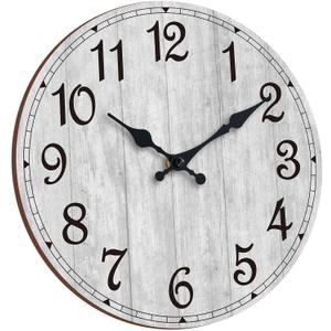 Wall Clock 12 Inch, Grey Wall Clocks Battery Operated Silent Non Ticking, Vintage Rustic Wooden Clocks Decorative for Kitchen Bathroom, Living Room, Bedrooms, Dining Room, Office (12")