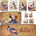 Fourluoo 10 Pcs Wine Kitchen Dish Towels Rugs Oven Mitts and Pot Holders Set Farmhouse Kitchen Decor Set for Women Mom Daughter Gift Cooking Baking Grilling (Rustic Color)