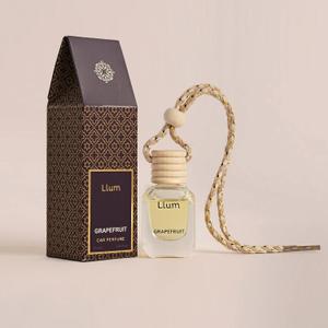 Llum Grapefruit Hanging Car Air Freshener  Luxury Automotive Perfume Diffuser 10ml (0.34 fl oz), Long-Lasting Fragrance, Alcohol-Free Non-Toxic Car Scent, Glass Bottle With Wood Cap (without AC Vent Clip)