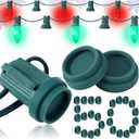50 Pcs Christmas C9 C7 Socket Cap Light Bulbs Safety Plugs Double Sided Stringers Light Socket Cap Covers for Most Standard C7 C9 Unused Lamp Outdoor Indoor Roof Holiday Covering (Green)
